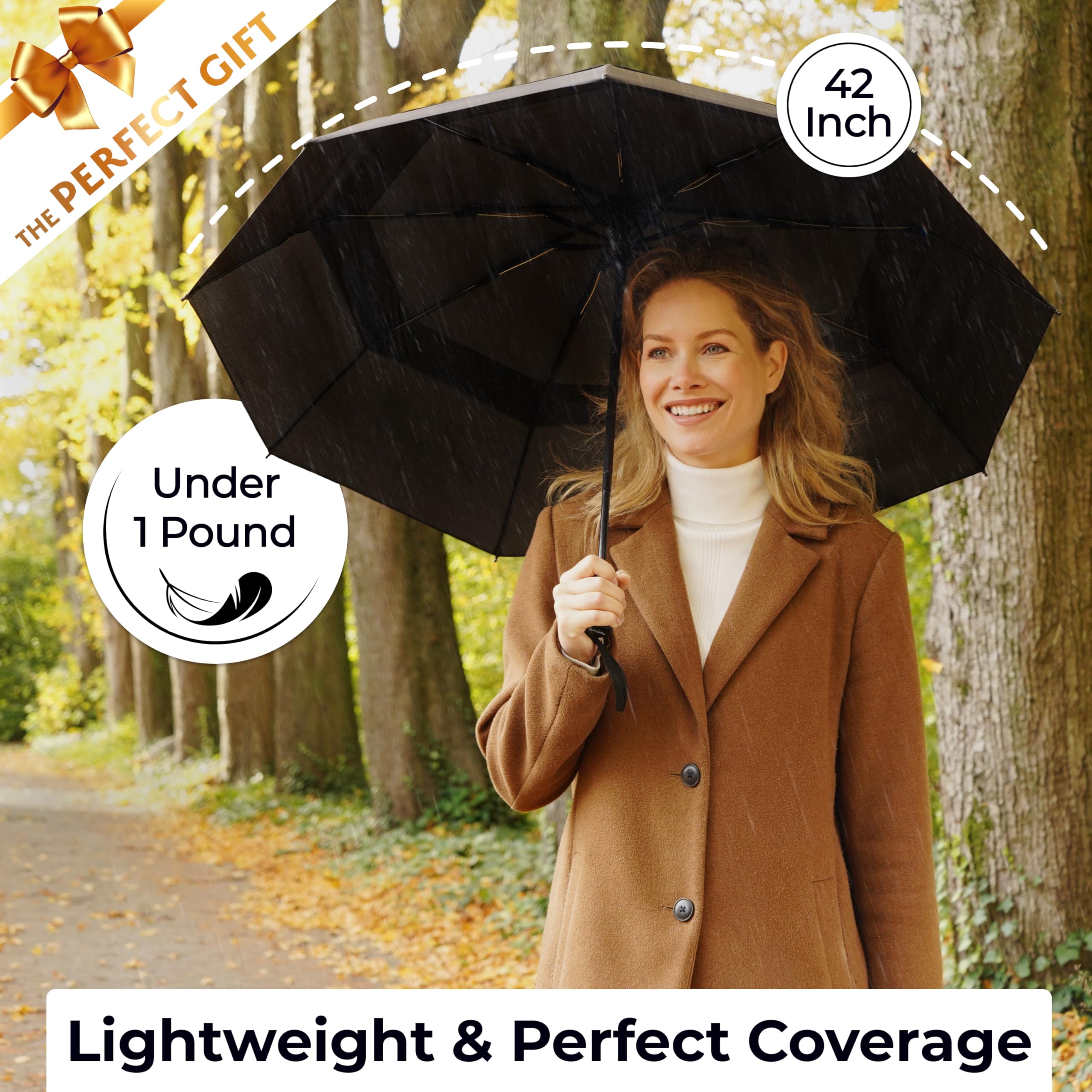 TUMELLA Compact Travel Umbrella – Automatic Windproof & Waterproof Mini Umbrella with One-Button Open/Close