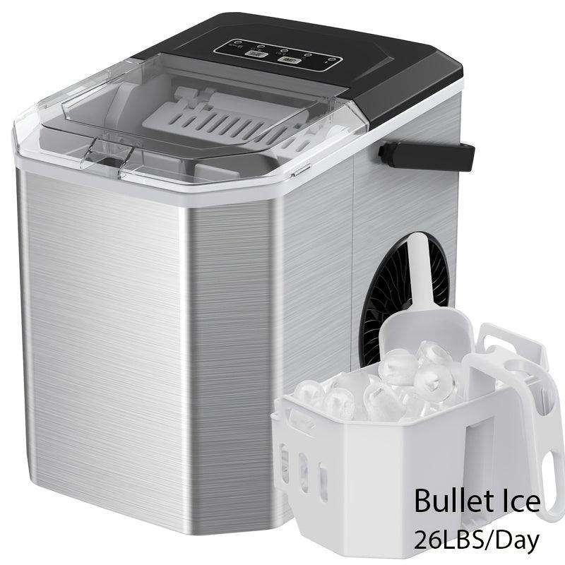 35 Pound Golden Nugget Ice Machine And 26 Pound Bullet Ice Machine, Soft Chew Ice Crusher, Portable Pebble Ice Machine Desktop, Automatic Cleaning Portable Ice Machine with Basket And Spoon, One Click Operation for Home/kitch - PulinGO