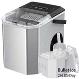 35 Pound Golden Nugget Ice Machine And 26 Pound Bullet Ice Machine, Soft Chew Ice Crusher, Portable Pebble Ice Machine Desktop, Automatic Cleaning Portable Ice Machine with Basket And Spoon, One Click Operation for Home/kitch - PulinGO