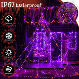 Halloween Spiderweb Lights – 266 LED Orange & Purple Outdoor Web with Remote, 8 Modes & Timer (9.8ft, IP67 Waterproof)