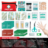 Mini First Aid Kit (110 Pieces) – Compact Emergency Medical Kit for Travel, Home & Outdoor Use (Red)