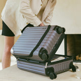 LEVEL8 Grace 20” Expandable Carry-On Luggage with Front Laptop Compartment, Hard Shell Spinner Suitcase with TSA Lock (Grey)