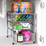 Stackable 3-Tier Sliding Basket Organizer – Chrome Space-Saving Drawer Storage Rack