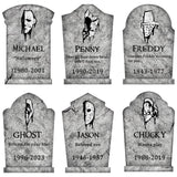 Halloween Tombstones Yard Decorations Set – 6 Stone Grey Plastic Gravestones with Stakes for Outdoor Graveyard Display