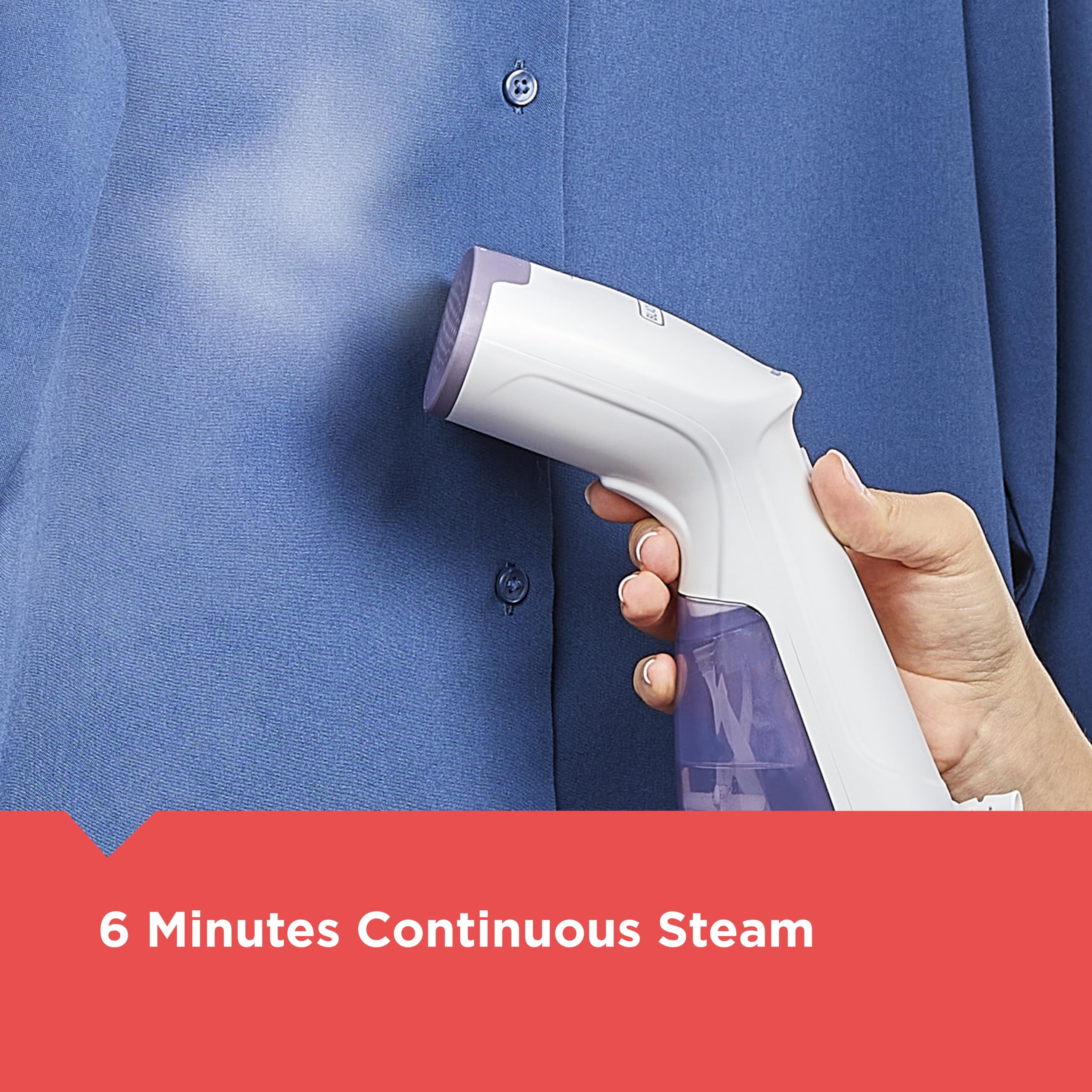 Black+Decker Compact Lavender Handheld Garment Steamer Lightweight Travel Wrinkle Remover with Fast Heat