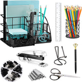 Green Desk Organizer and Office Supplies Set