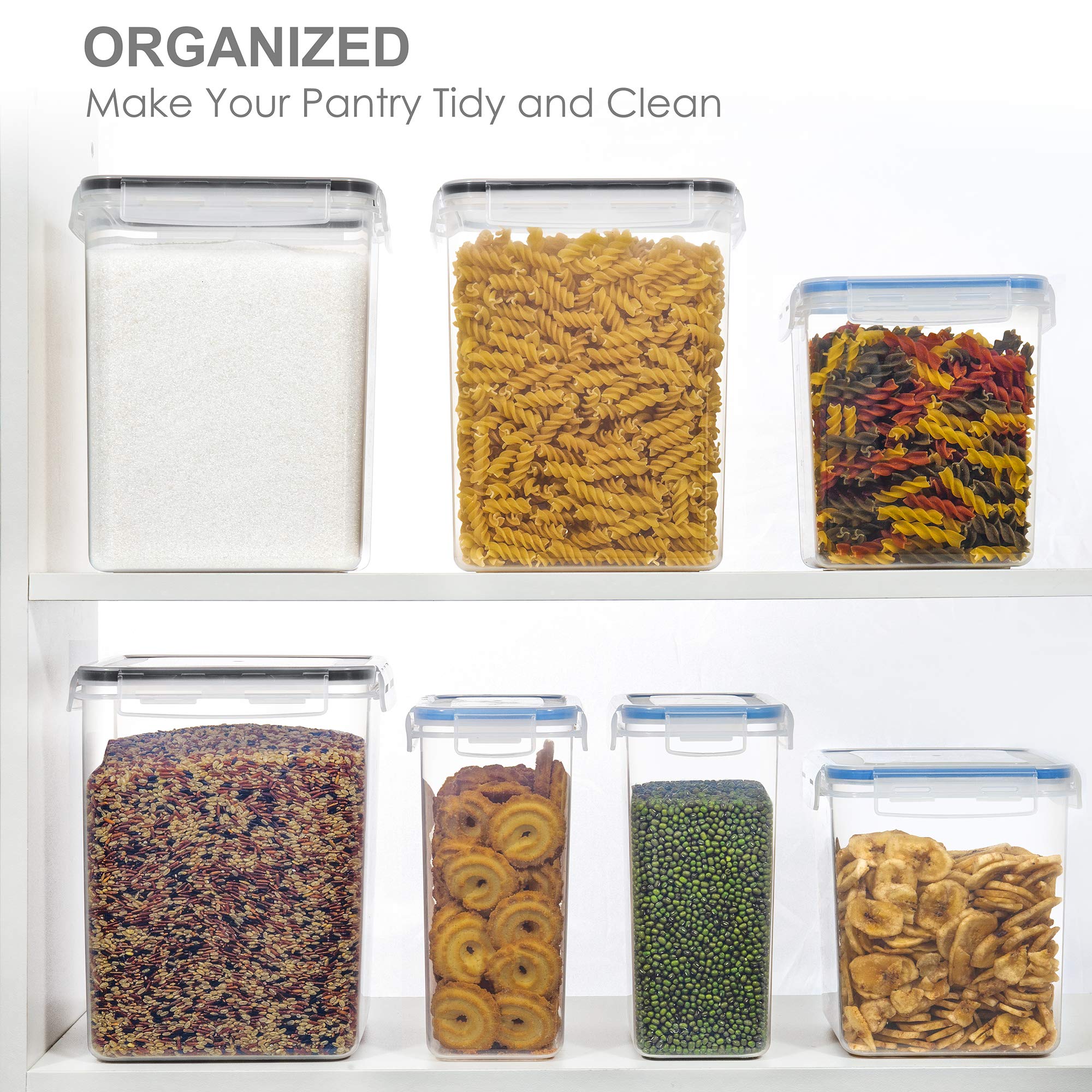 Airtight Large Pantry Storage Containers – 5.2L Stackable Food Containers with Measuring Cups (3-Pack)