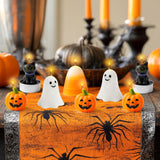 12 Pcs Halloween Mini Candles Set 🎃 Ghost, Pumpkin, Candy Corn & Black Cat Designs – Multicolor Wax Tealights for Fall & Party Decor