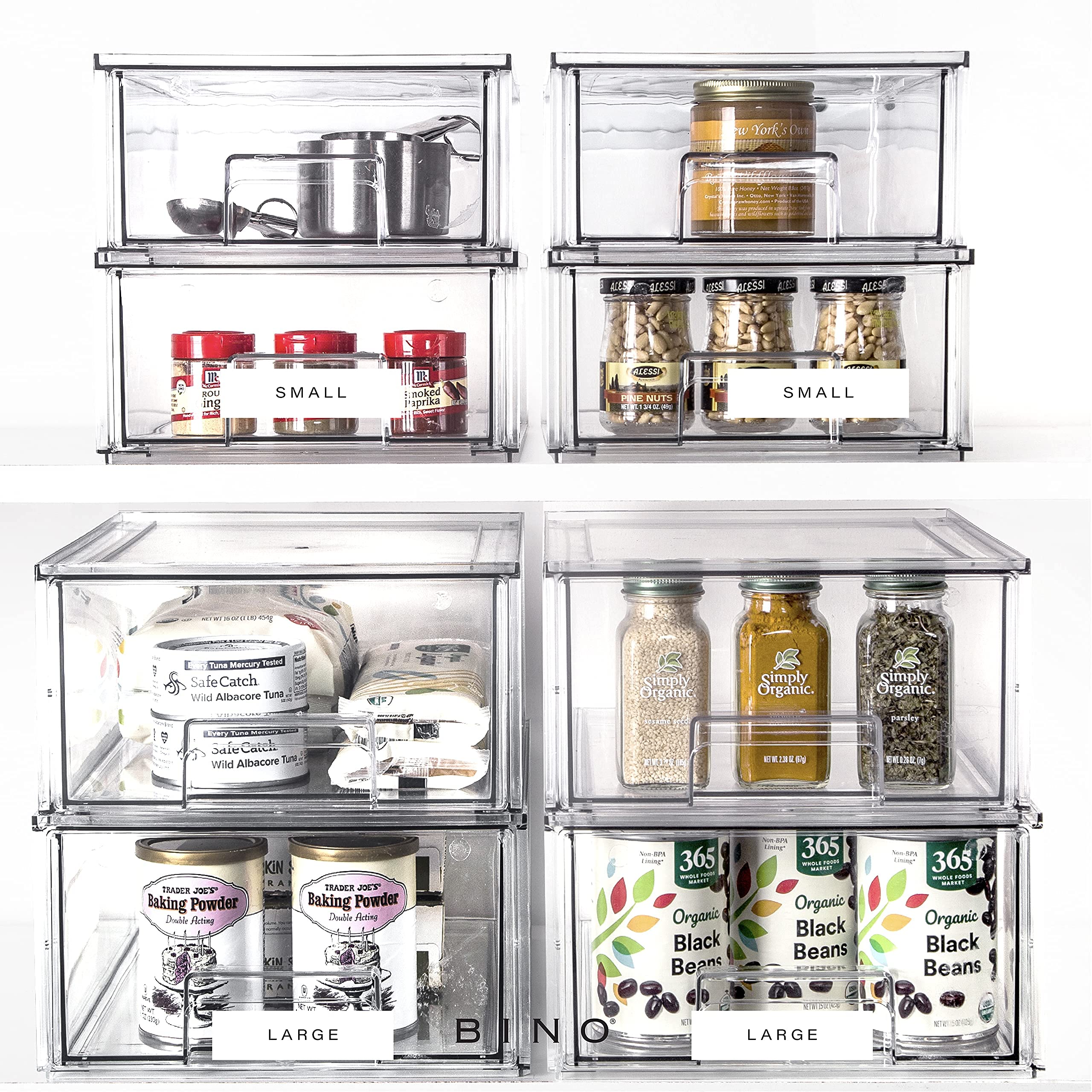 BINO Clear Stackable Storage Drawers – Space-Saving Pantry, Fridge & Home Organizer