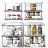 BINO Large Clear Stackable Storage Drawers – Space-Saving Pantry, Fridge & Shelf Organizer