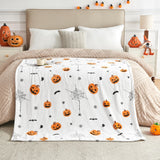 Halloween White Blanket – Soft Cozy Premium Throw with Festive Prints for Couch, Bed & Home Décor
