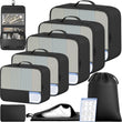 Travel Packing Cubes Organizer Set for Suitcase – Lightweight Luggage Storage Bags with Mesh Panel for Organized Travel (Black)