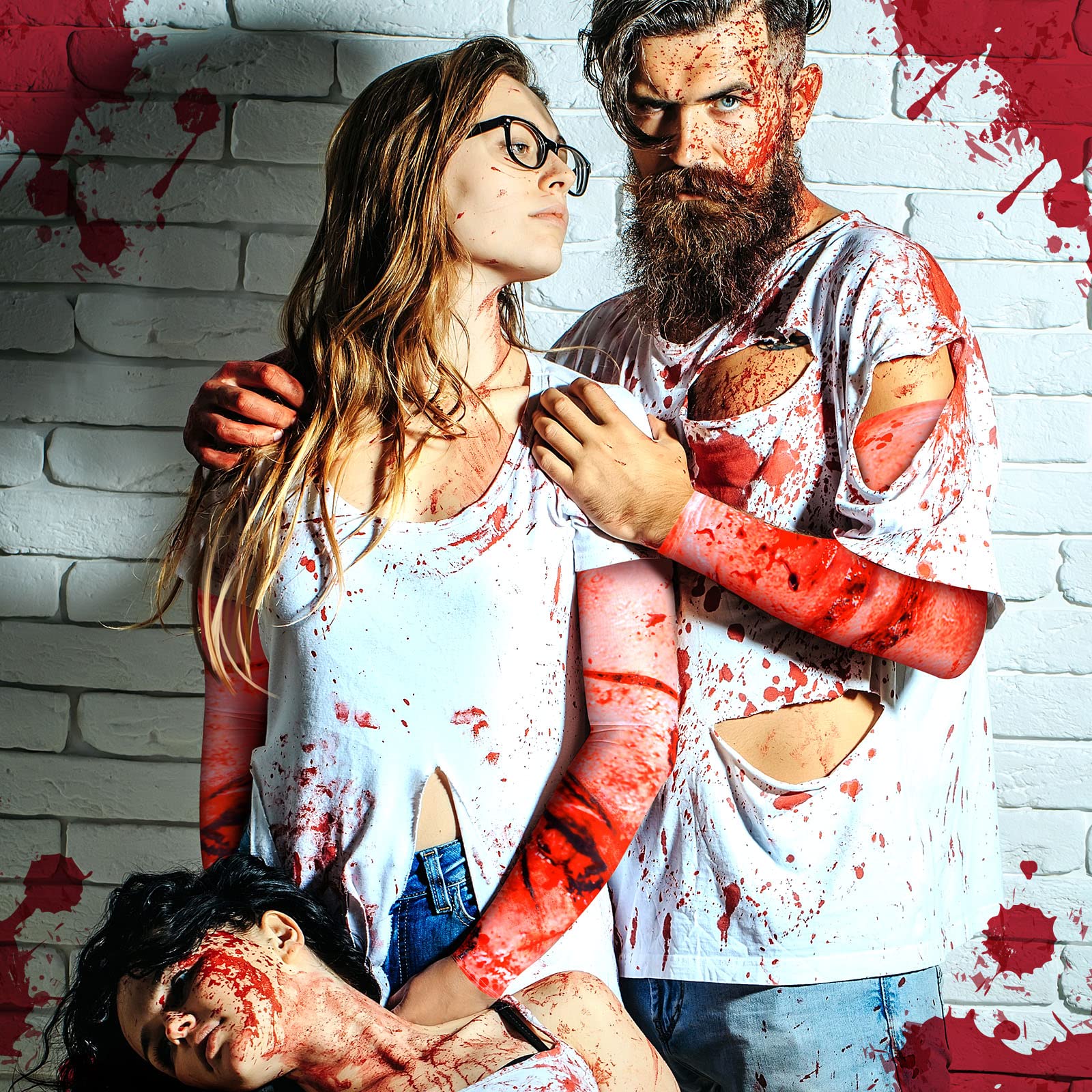 Zombie Bite Halloween Arm Sleeves – 4 Pairs Realistic Tattoo Costume Accessories 🧟‍♂️🔥