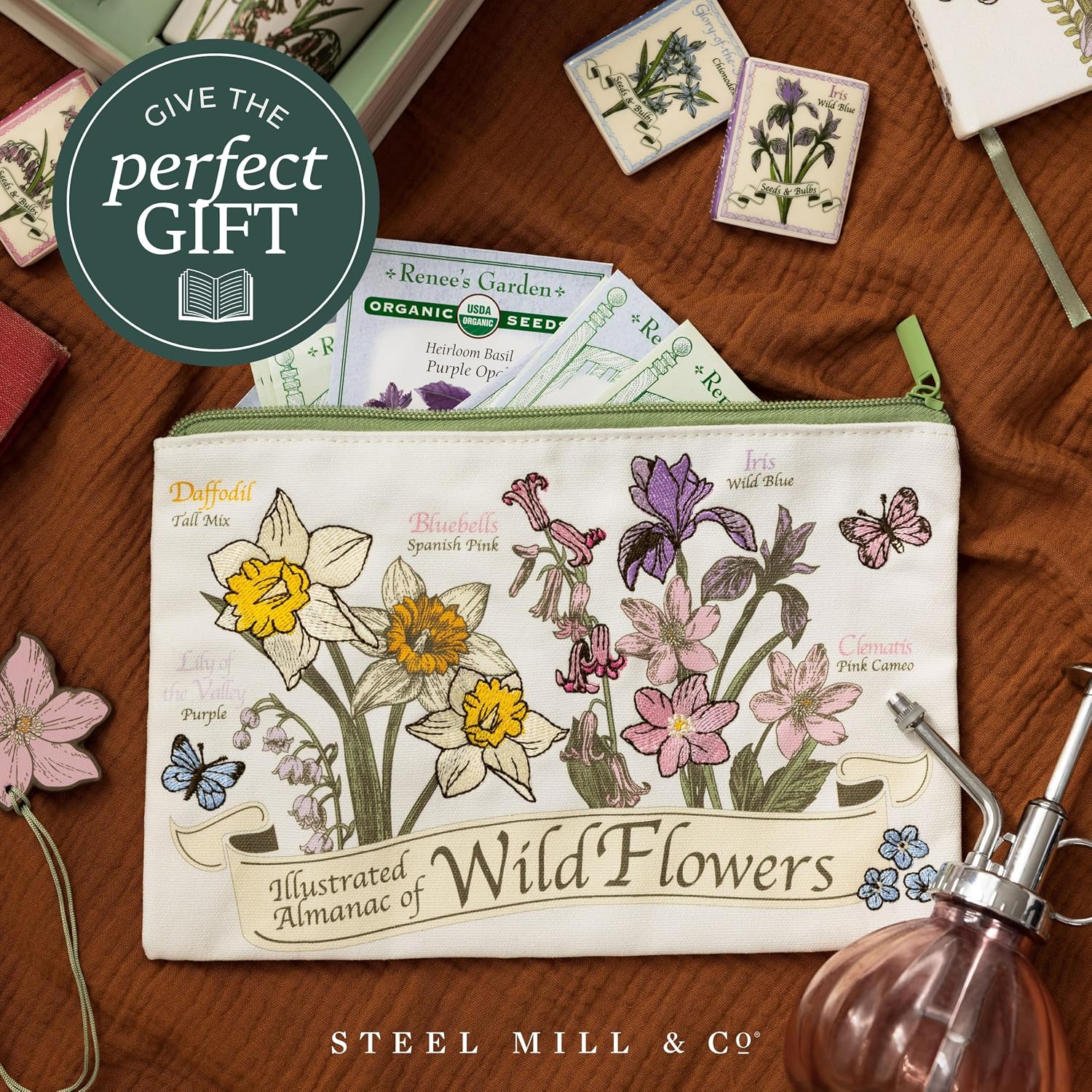Wildflower Canvas Pencil Pouch with Zipper