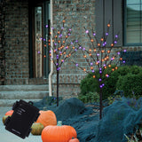 Halloween Lighted Tree Branches – 2 Pack 30" Black Artificial Trees with 100 LED Orange & Purple Lights, Timer Function & Adjustable Twigs