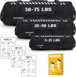 Elite Sports Heavy-Duty Workout Sandbag for Full-Body Strength & Core Training – Multi-Handle Design (Unfilled, Black)