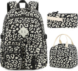Pink Leopard Corduroy 3-Piece School Backpack Set