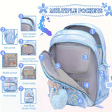 Sanrio Cinnamoroll Cartoon Shoulder Bag & Travel Backpack Set – Includes Plush Pendant, 2 Badges & Stationery, Ultra-Lightweight for New Semester 🎒✨