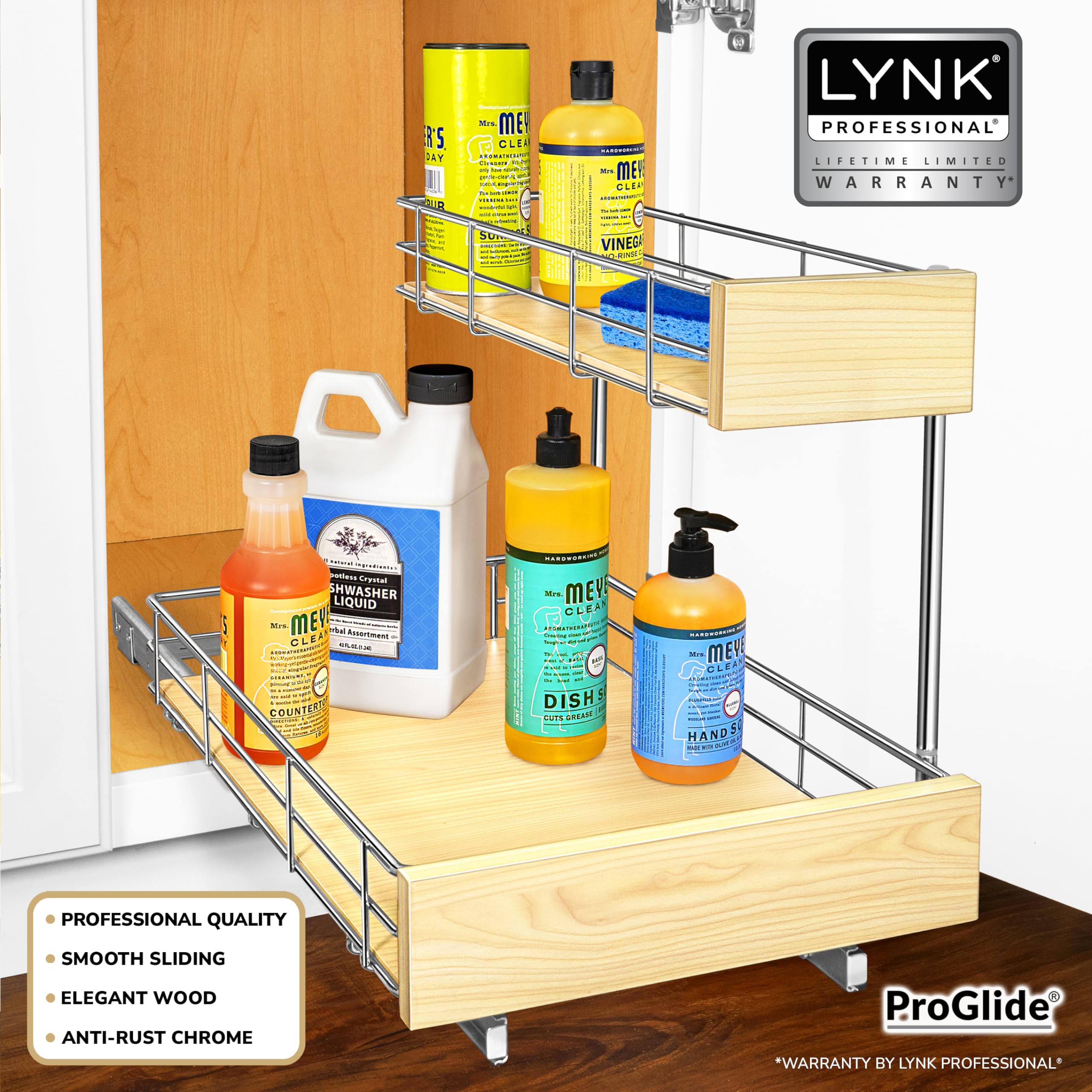 Lynk Professional Select Pull-Out Under-Sink Cabinet Organizer – Heavy-Duty Sliding Shelf with ProGlide System