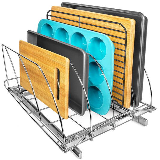Lynk Professional Extra-Wide Pull-Out Cutting Board & Baking Pan Organizer – Heavy-Duty Sliding Cabinet Rack