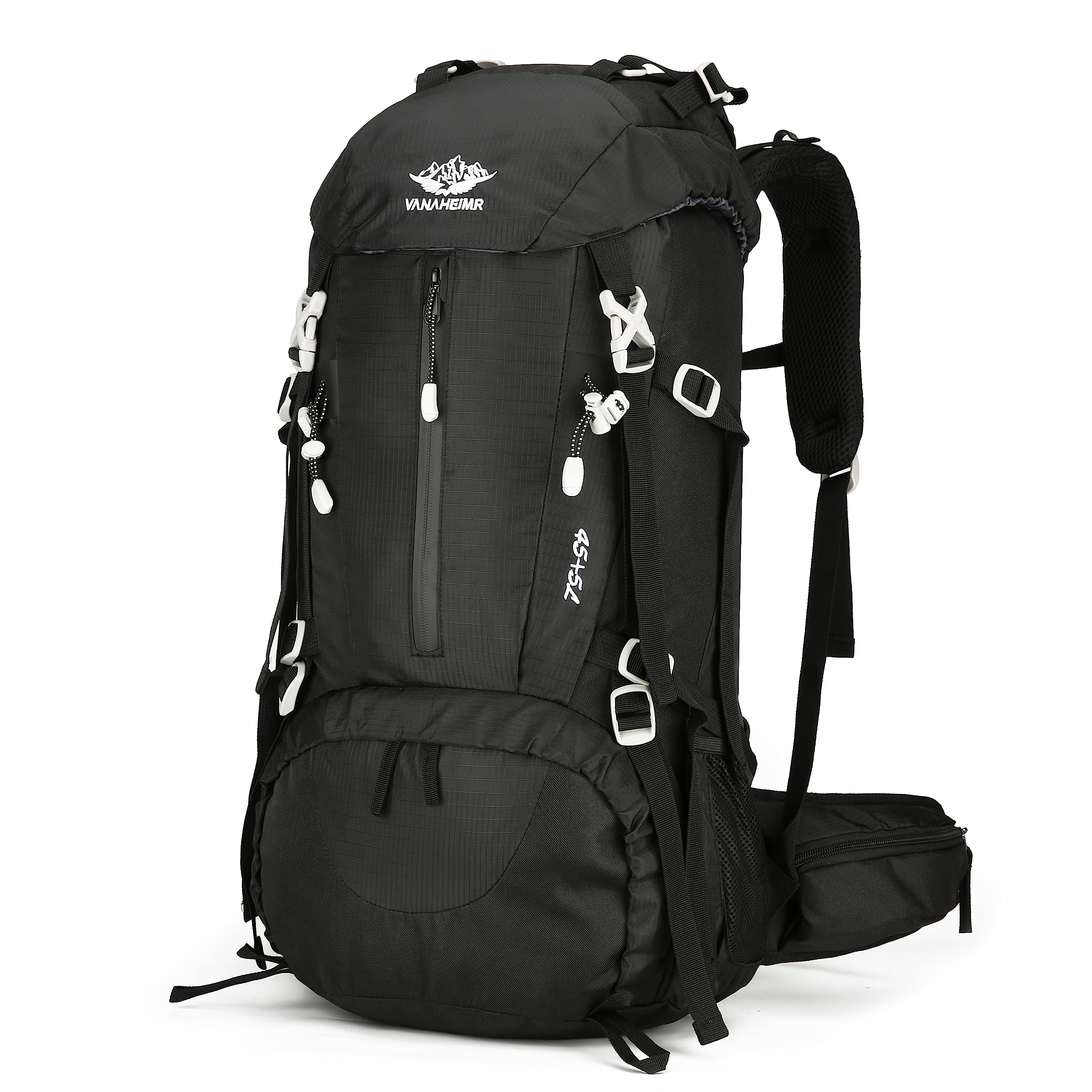 ESUP 50L Lightweight Camping & Hiking Backpack with Rain Cover – Multi-Day Outdoor Travel Backpack – Deep Black