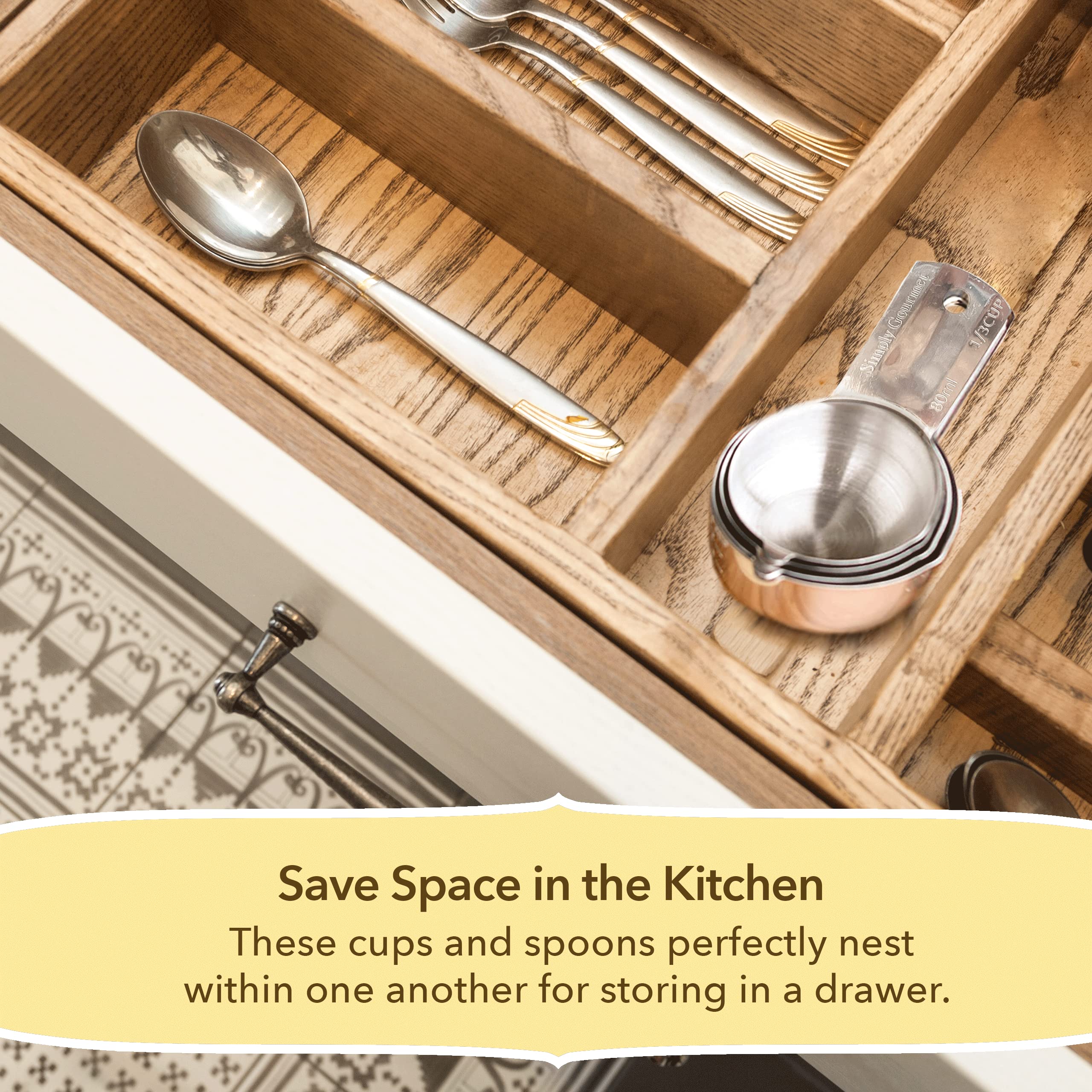 Stainless Steel Measuring Cups & Spoons Set – Dishwasher Safe, Stackable, US & Metric (12-Piece)