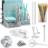 Green Desk Organizer and Office Supplies Set