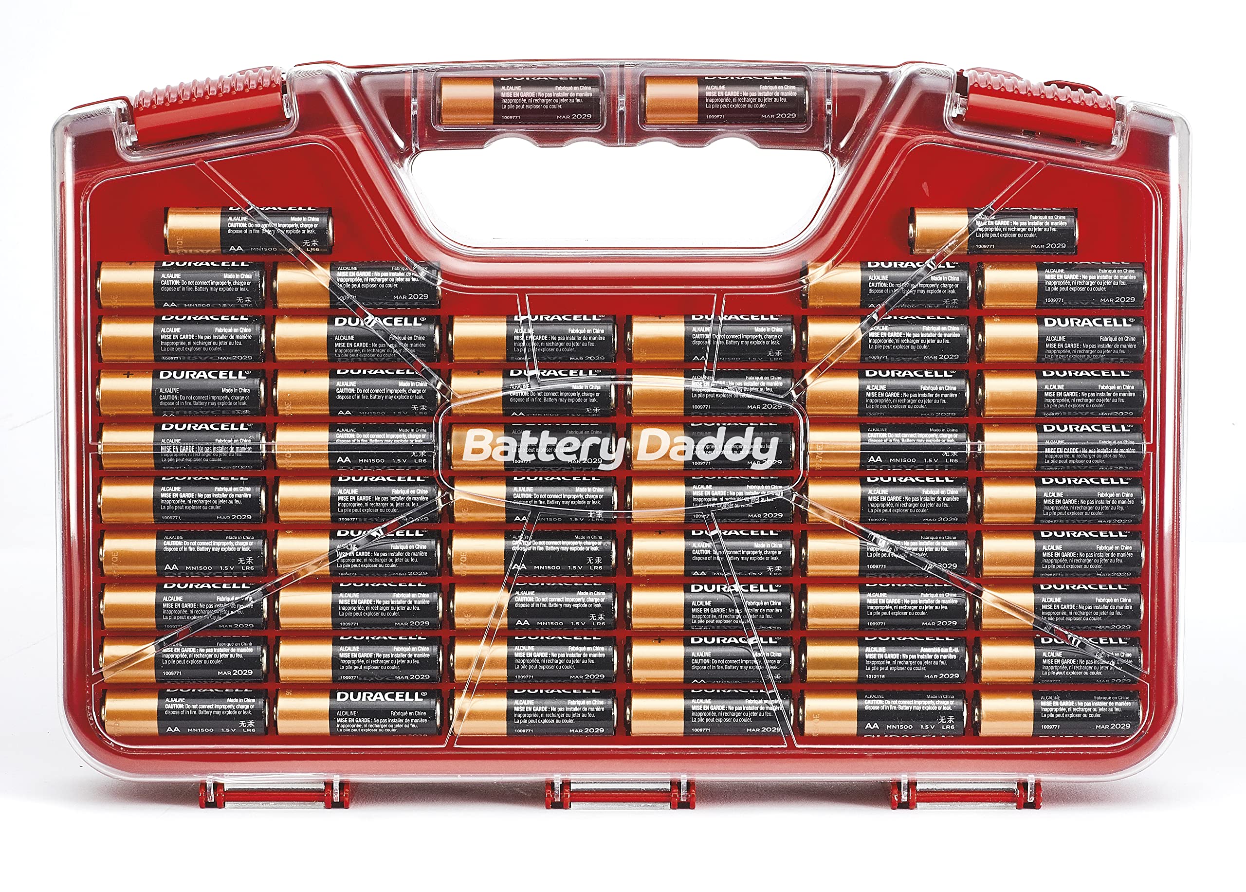 ONTEL Battery Daddy Storage Organizer Case with Tester – Double-Sided Portable Battery Holder, Stores up to 180 Batteries