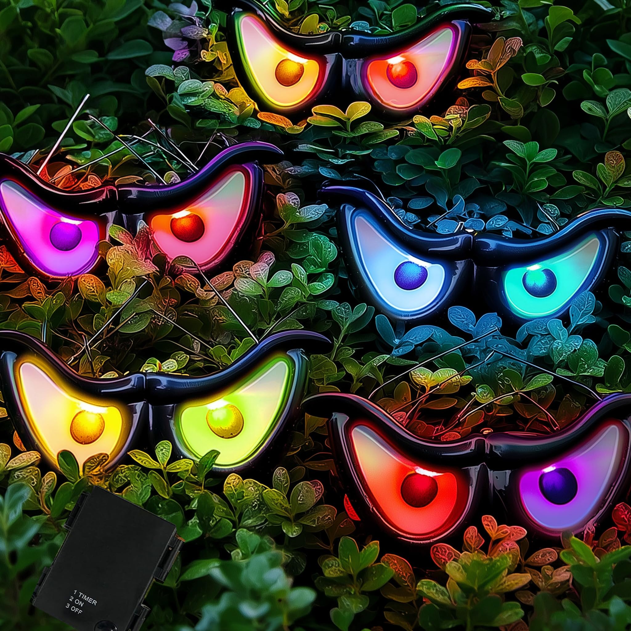 Halloween Ghost Eye String Lights – 6.25ft Multicolor LED Lights with 5 Glowing Eyes (Battery Operated, Waterproof)