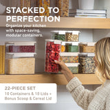 Bentgo Pantry Airtight Food Storage Containers – 22 Piece Stackable Set with Scoop & Cereal Lid