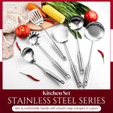 6-Piece Premium Stainless Steel Cooking Utensil Set with Ergonomic Handles – Silver