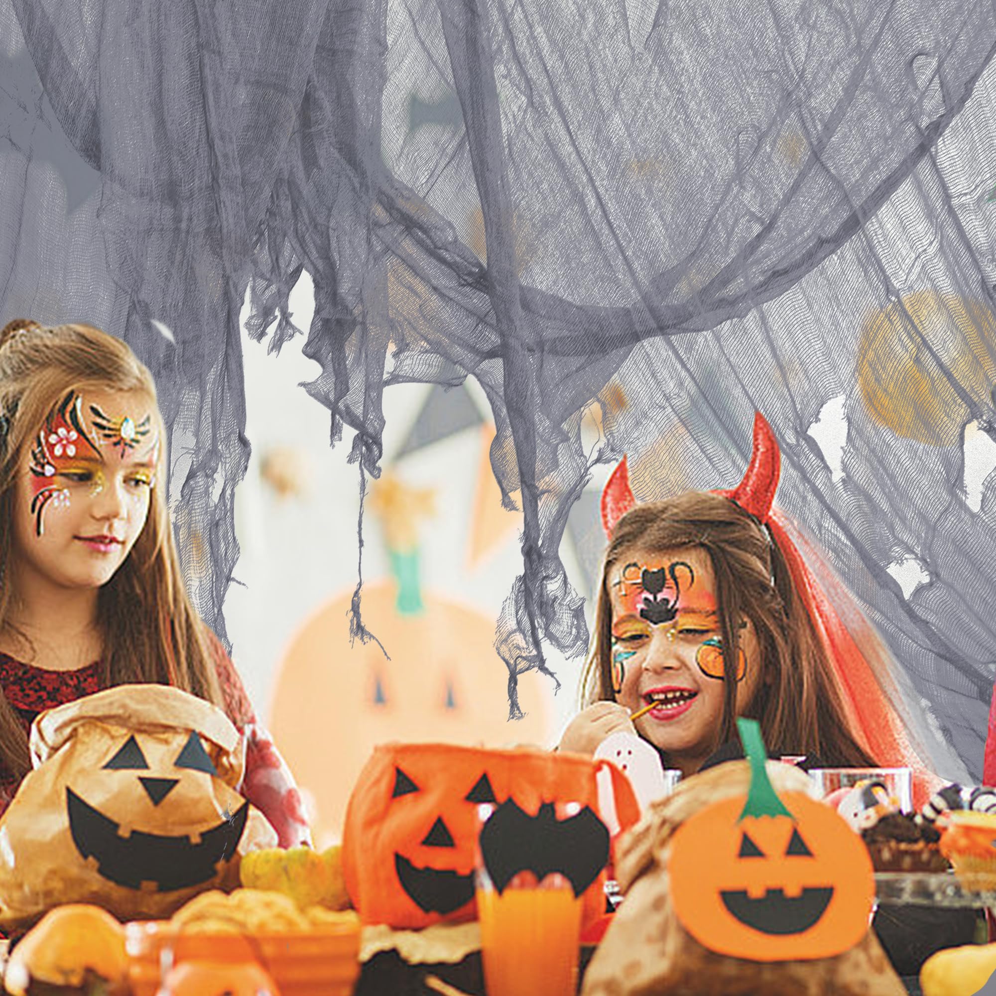 400" x 40" Gray Creepy Cloth – Halloween Spooky Gauze Fabric for Haunted House, Party & Scary Decor