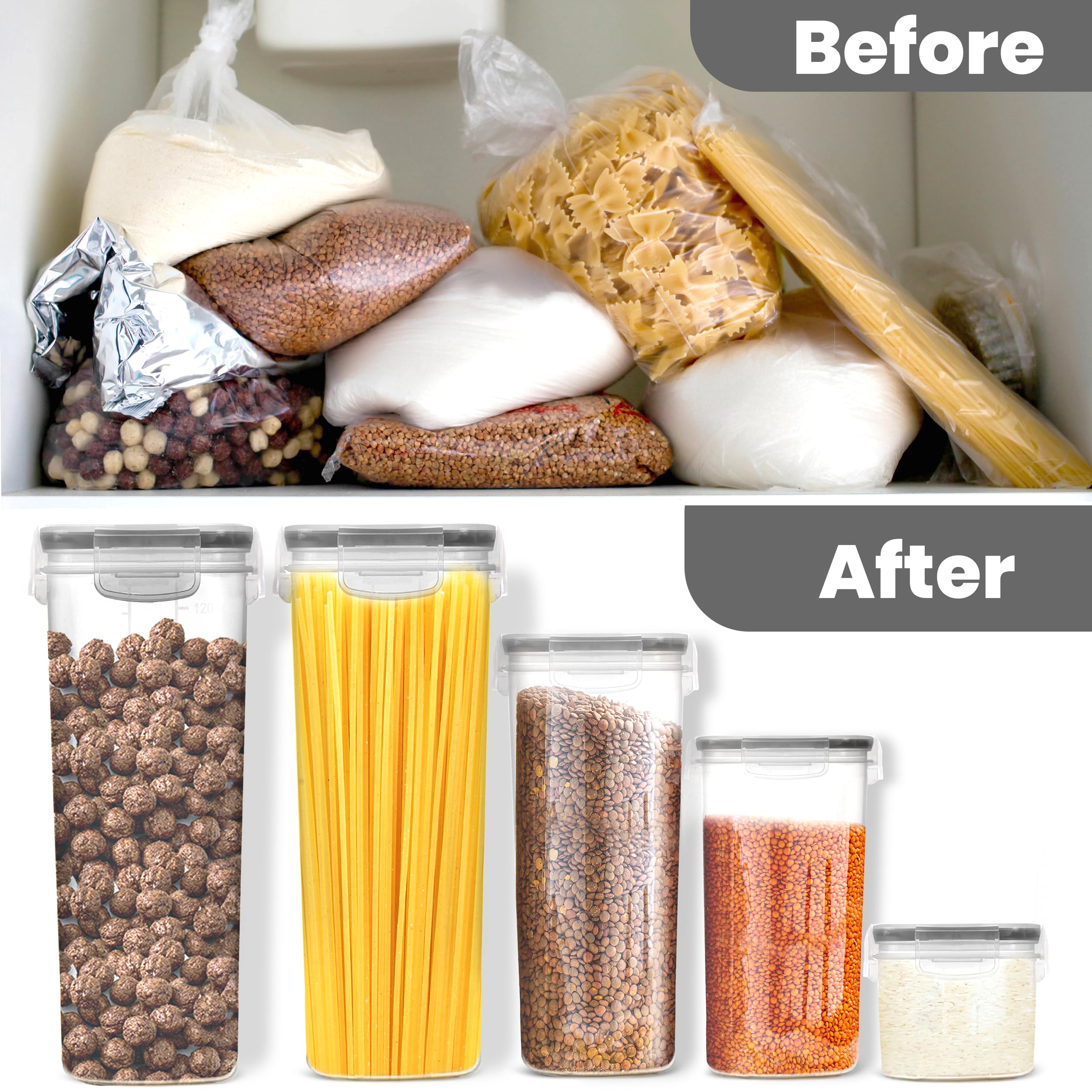 Airtight Food Storage Containers with Lids – 24-Piece Stackable Pantry Set (Clear)