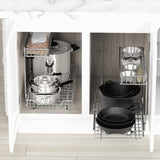 2-Tier Pull-Out Under Cabinet Organizer – Chrome Heavy-Duty Sliding Shelf System