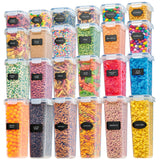 Airtight Food Storage Containers – 24 Pack Clear Pantry Canisters with Locking Lids & Labels
