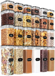 Airtight Food Storage Containers Set – 24-Piece Stackable Pantry Organizers with Labels (Black)