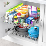 SimpleHouseware Under Cabinet Pull-Out Sliding Shelf – Heavy-Duty Ball Bearing Drawer Organizer (21” x 17”)