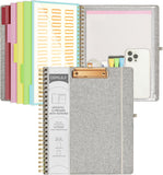 Purple Foldable Clipboard Folio with 10 Storage Pockets