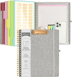 Purple Foldable Clipboard Folio with Pockets and Notepad