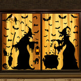 Extra-Large Halloween Window Clings – Reusable Double-Sided Witch & Bat Stickers for Glass, Mirrors & Doors