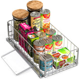 Pull-Out Cabinet Sliding Basket Organizer with Divider – Chrome Finish for Deep Cabinets