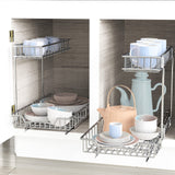 2-Tier Pull-Out Under Cabinet Organizer – Chrome Heavy-Duty Sliding Shelf System