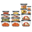 28-Piece Tritan Food Storage Containers Set – BPA-Free Stackable Containers with Universal Lids (Clear & Grey)
