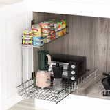2-Tier Pull-Out Under Cabinet Organizer – Chrome Heavy-Duty Sliding Shelf System