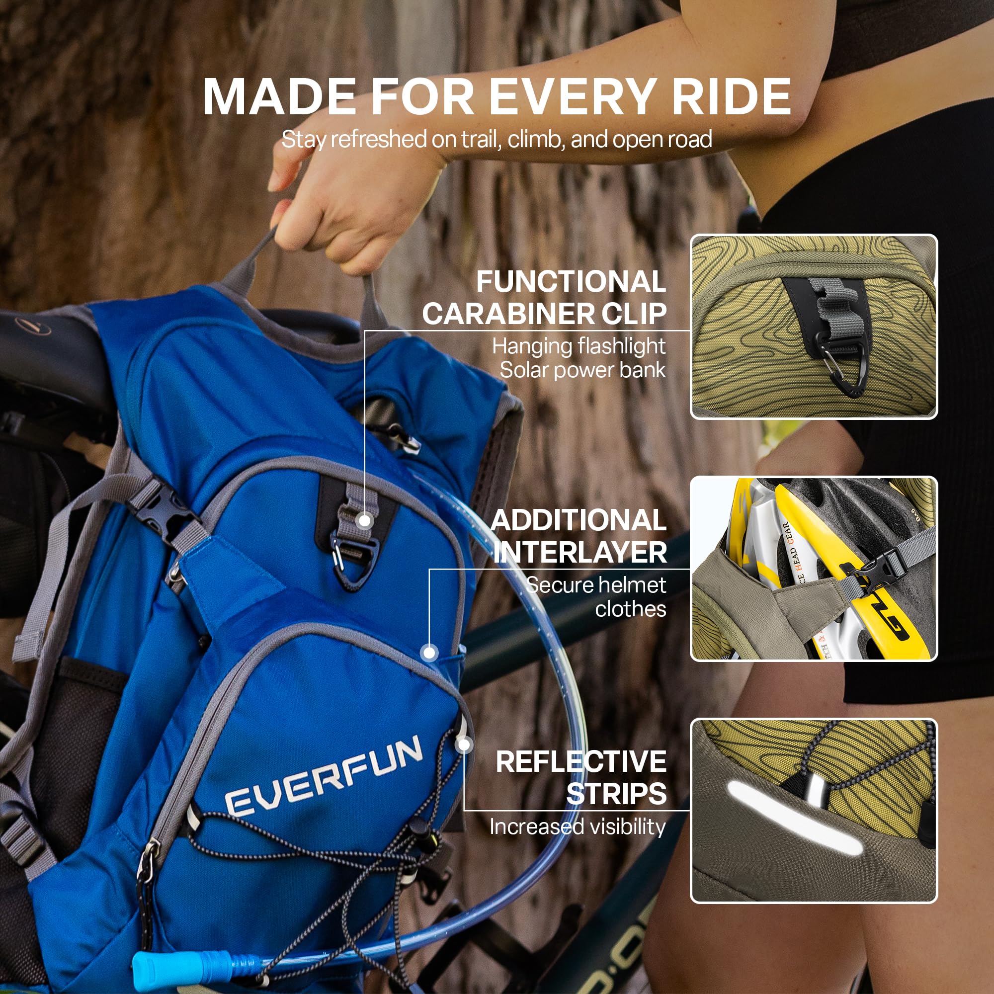 EVERFUN 18L Insulated Hydration Backpack with 2L Water Bladder & Rain Cover – Lightweight Hydro Pack for Hiking & Cycling – Olive Green