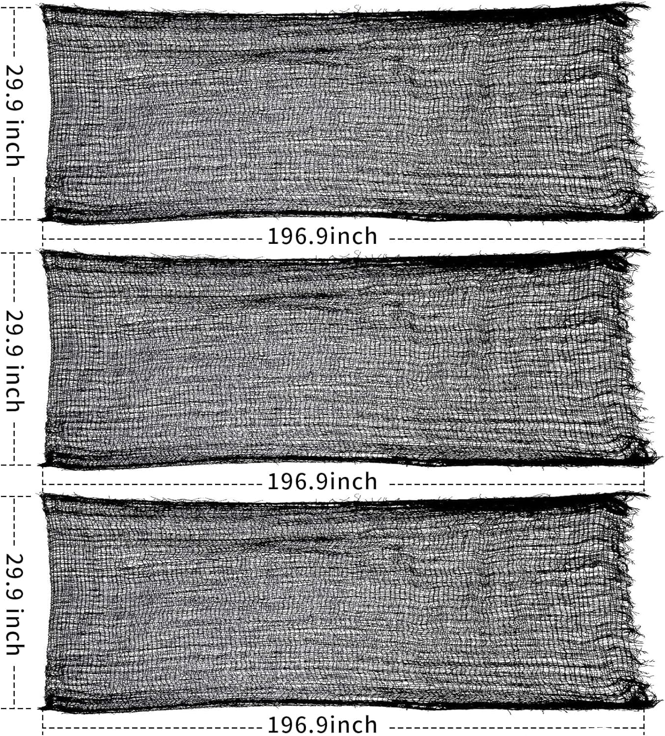 3-Pack Black Creepy Cloth Halloween Decoration Set – 16.4 Yards Spooky Fabric for Indoor & Outdoor Décor