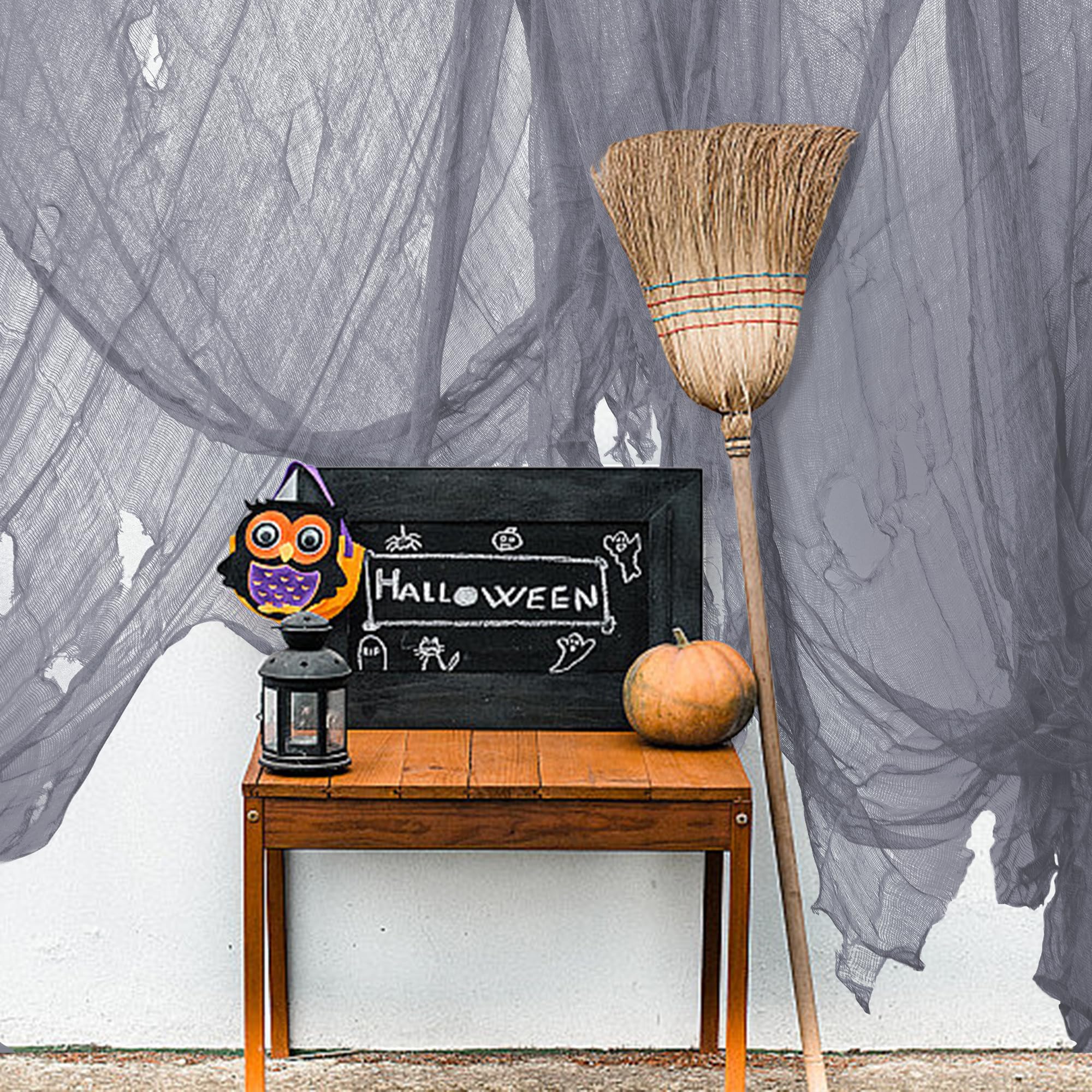 400" x 40" Gray Creepy Cloth – Halloween Spooky Gauze Fabric for Haunted House, Party & Scary Decor