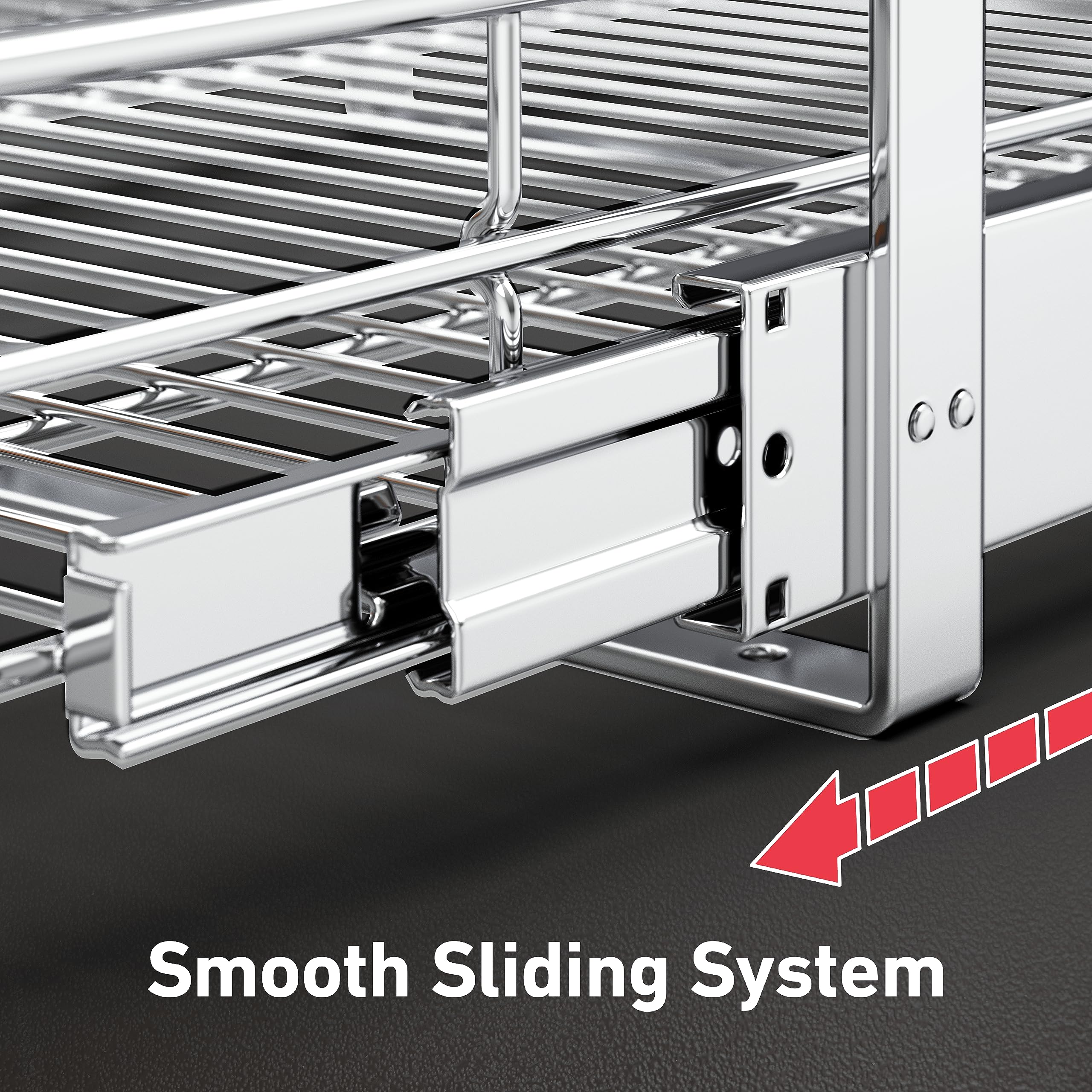 Mount Walker 2-Tier Pull-Out Wire Basket Cabinet Organizer with Wood Handle – Heavy-Duty Slide-Out Shelf