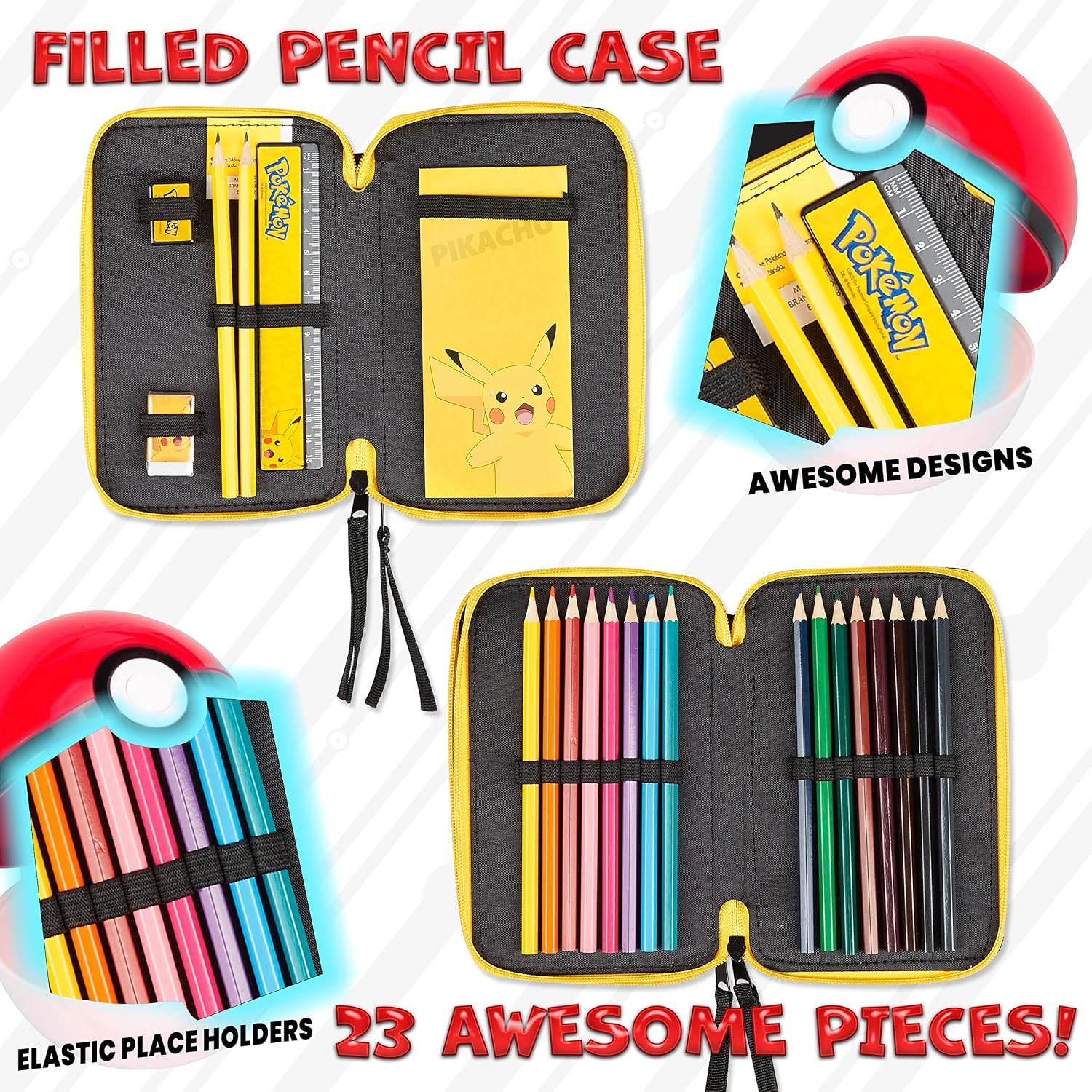 Yellow Character Pencil Case Set with Colored Pencils