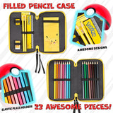 Yellow Character Pencil Case Set with Colored Pencils